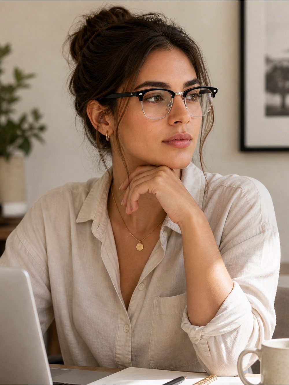 Unisex PC Square Half-Frame Clear Lens Glasses, Suitable For Daily Office